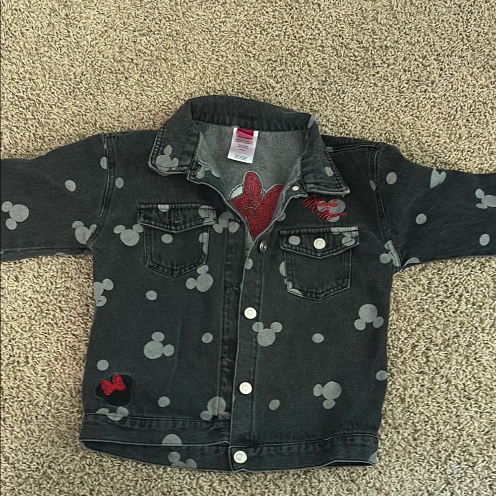 Kids Jean Jacket with Mickey Mouse Design - Black